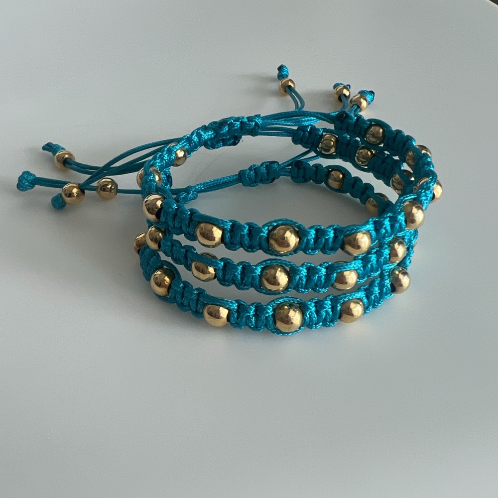 Blue macrame bracelets with good filled beads